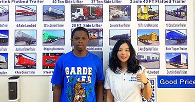 Zambian Customers Come to Titan Vehicle to Buy 3 Axle Flatbed Truck Trailer