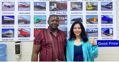 Ugandan customers came to TITAN VEHICLE to buy 100 Ton Lowbed Trailer