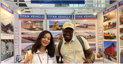 Djibouti Customers Ordered Flatbed Trailers from Titan Vehicle at the Canton Fair