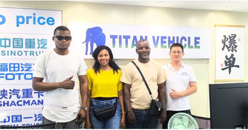 Costa Rican Customers Come to the Titan Vehicle Office to Order 4 Axle Fence Cargo Trailer