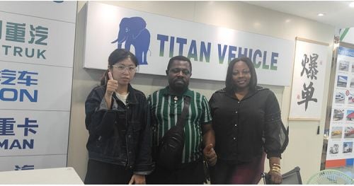 Ugandan Customers Come to Titan Vehicle to Buy 3 Axle Drop Side Trailer