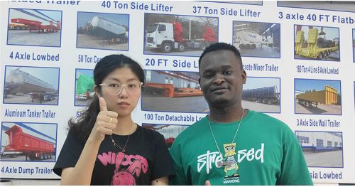 Ghanaian Customers Came to Titan Vehicle to Buy 3 Axle Hydraulic Lowbed Trailer