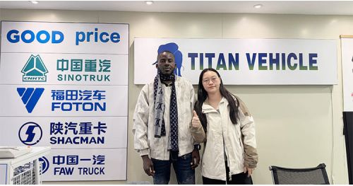 Nigeria Customer Visit Titan to Buy 2 Line 4 Axle Folding Gooseneck Trailer
