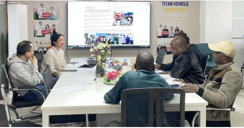 Senegal Customer Visit TITAN to Buy 4 Axle 80 Ton Fence Semi Trailer