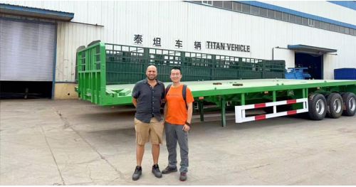 Dominican Customer Visit TITAN Factory to Buy Flatbed Trailer