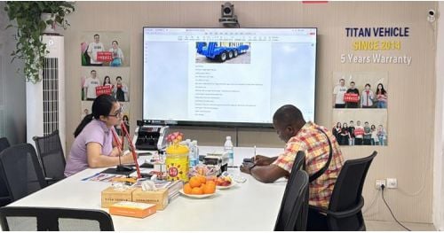 Liberian Client Visit TITAN to Purchase 60 Ton Low Bed Semi Trailer
