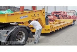 80 Ton Hydraulic Detachable Gooseneck Lowboy Trailer will be sent to Angola