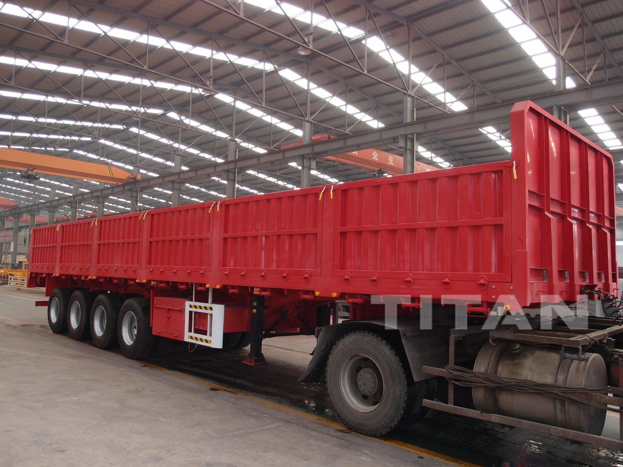 4 Axles Flatbed Trailer with Side Wall