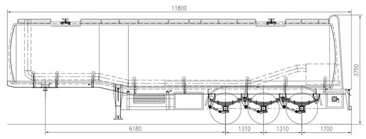 Drawing of 3 Axle Bitumen Tank Trailer