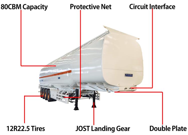 80CBM Fuel Tanker Trailer for Sale In Guinea