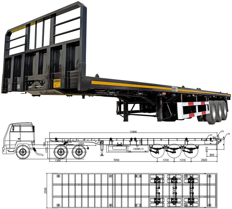 3 Axle Flatbed Semi Trailer for Sale In Tanzanian