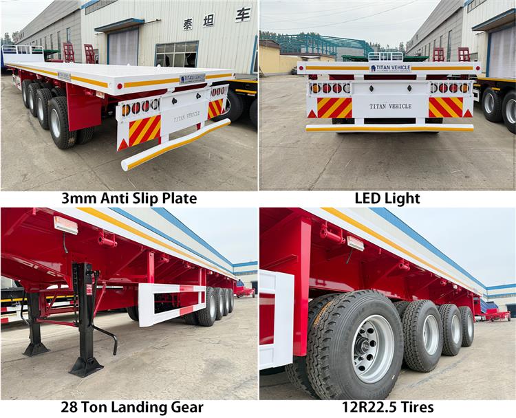 4 Axle Flatbed Trailer with Front Wall for Sale In 