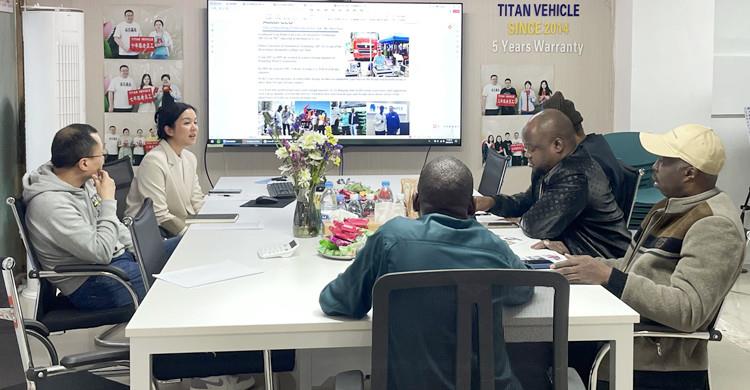 Senegal Customer Visit TITAN to Buy 4 Axle 80 Ton Fence Semi Trailer