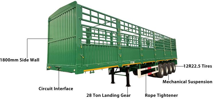 4 Axle 80 Ton Fence Cargo Trailer for Sale in Cameroon