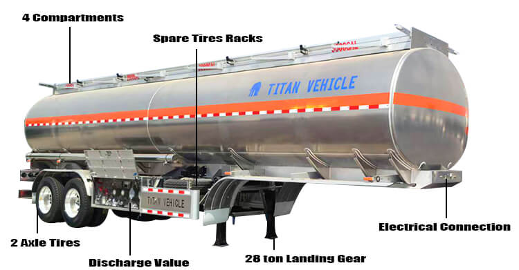 2 Axle Aluminum Tanker Trailer for Sale in Ghana