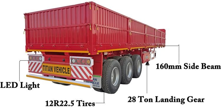 Tri Axle Side Wall Trailer for Sale In Zimbabwe