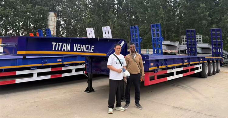 Guyana Customers Visited TITAN Factory to Buy 4 Axle Lowbed Trailer