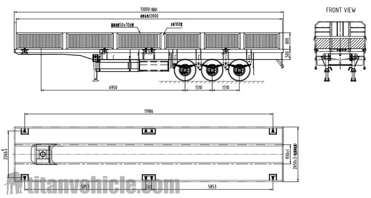 Drawing of 3 Axle Cargo Trailer