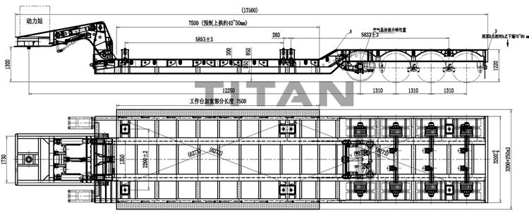 Drawing of 4 Axle 150 Ton Detachable Gooseneck Trailer for Sale Near Me