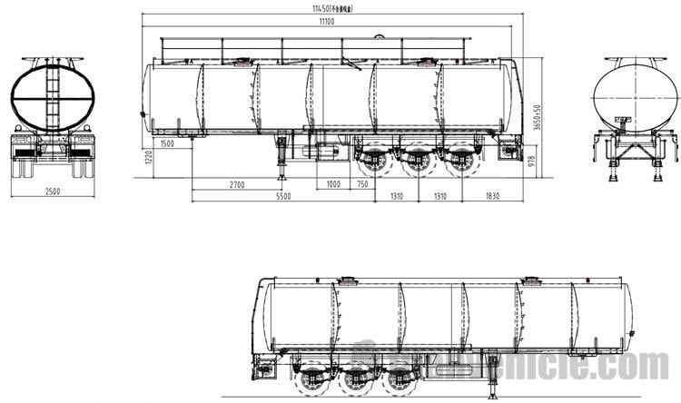 Drawing of Aluminum Tanker Semi Trailer Manufacturer