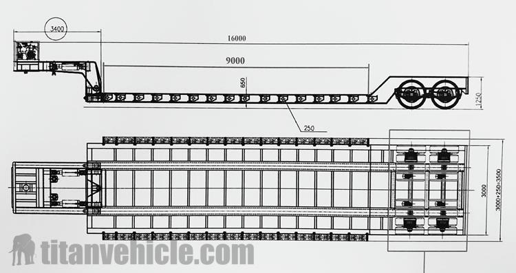 Drawing of 2 LIne 4 Axle Gooseneck Traile Price Manufacturer