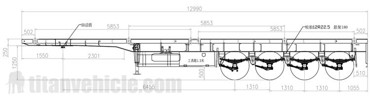 Drawing of 4 Axle 40Ft Flatbed Trailer
