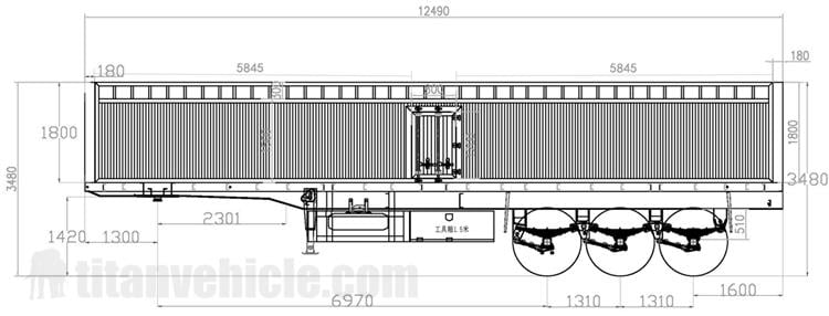 Drawing of 60 Ton Fence Semi Trailer Manufacturer
