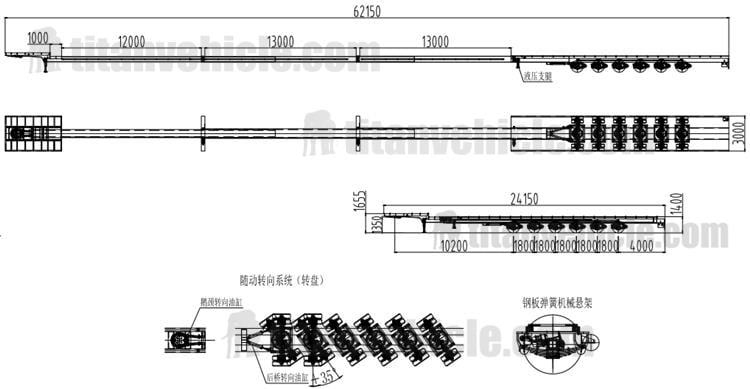 Drawing of 6 Axle Windmill Blade Trailer
