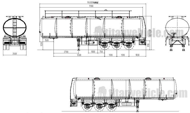 Drawing of Aluminum Tanker Trailer