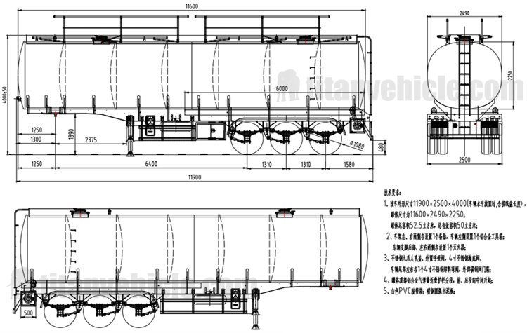 50000 Liters Stainless Steel Tanker Trailer for Sale in Senegal Dakar