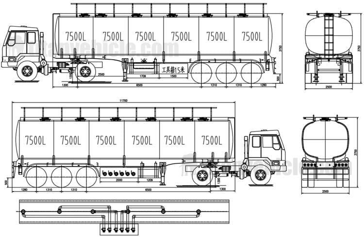 45000 Litres Fuel Tanker Trailer with 6 Compartments for Sale In Zambia Chingola