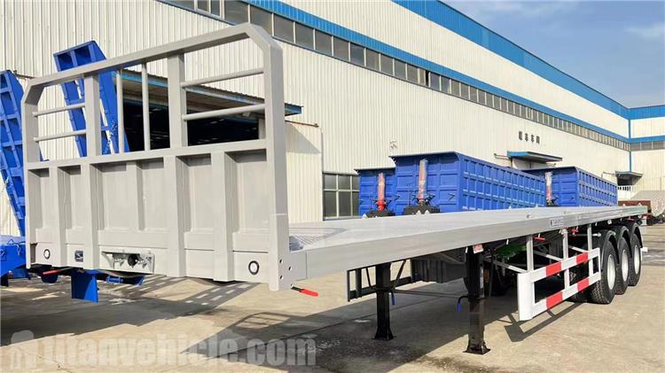 12.5m Tri Axle Flatbed Trailer with Front Wall for Sale In Uruguay