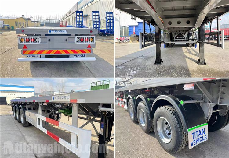 12.5m Tri Axle Flatbed Trailer with Front Wall for Sale In Uruguay