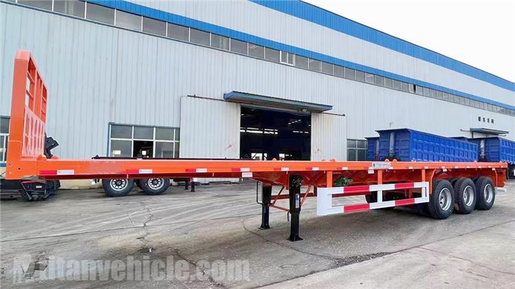 Tri Axle Flatbed Trailer with Front Wall for Sale In El Salvador