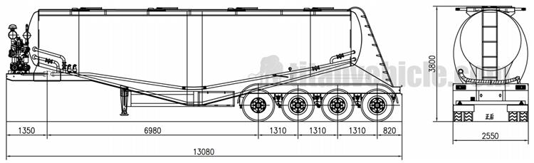 4 Axle 50CBM Pneumatic Dry Bulk Trailer for Sale In Tanzania