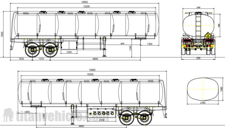 2 Axle 32000 Liters Aluminum Tanker Trailer for Sale In Jamaica