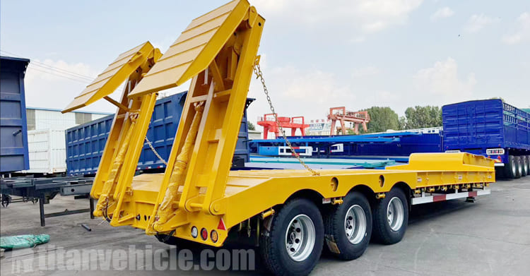 3 Axle 80Tons Folding Lowbed Semi Trailer for Sale in Ghana