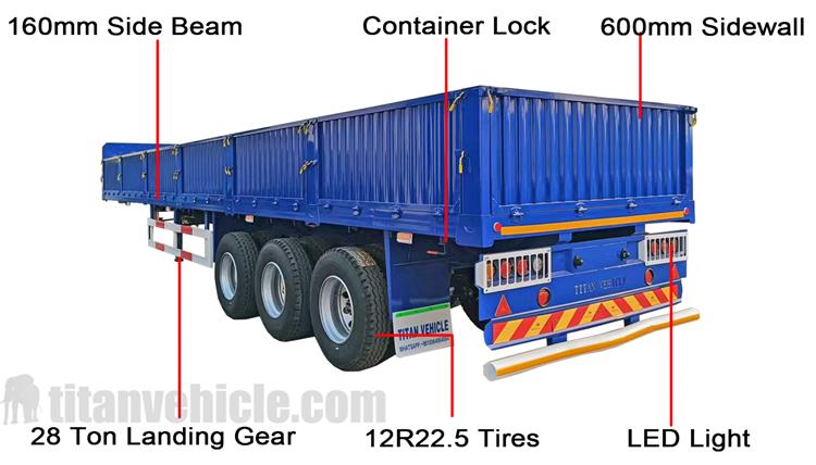 600mm High Side Cargo Semi Trailer for Sale In Oman