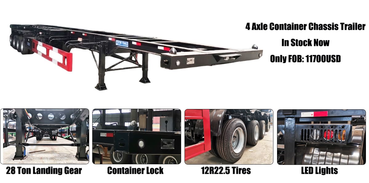 4 Axle Container Chassis Trailer in Stock Promotion FOB Price: 11700 USD