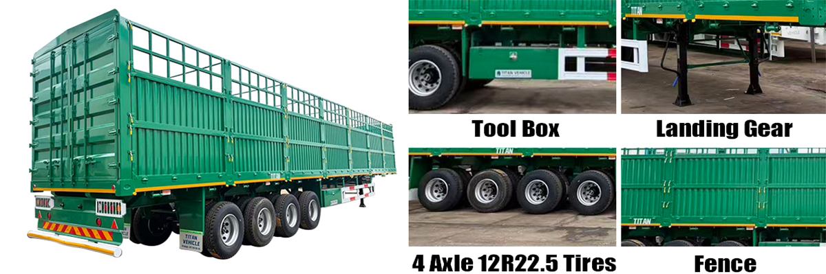 No.: 64/2021/8/4 - In Stock 4 Axle Fence Cargo Trailer FOB Price: 11800 USD