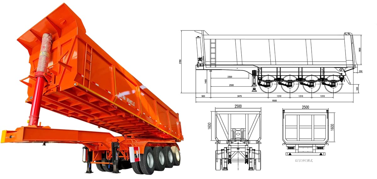 In Stock! 4 Axle U Shape Dump Trailer FOB Price: 20000 USD