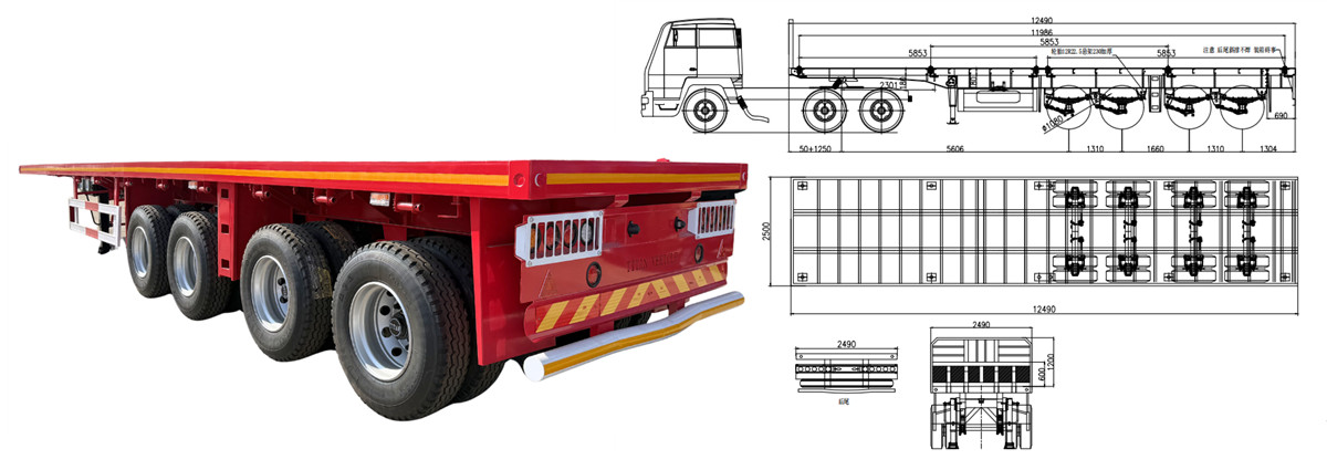 40FT 4 Axle Flatbed Trailer Discount Price in Ghana