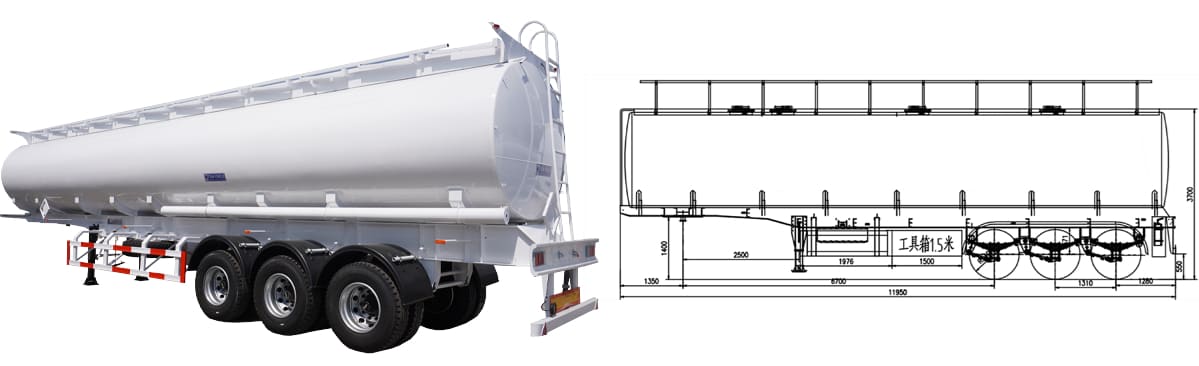 3 Axle 45000 Liters Oil Tanker Trailer FOB Price: 17500 USD