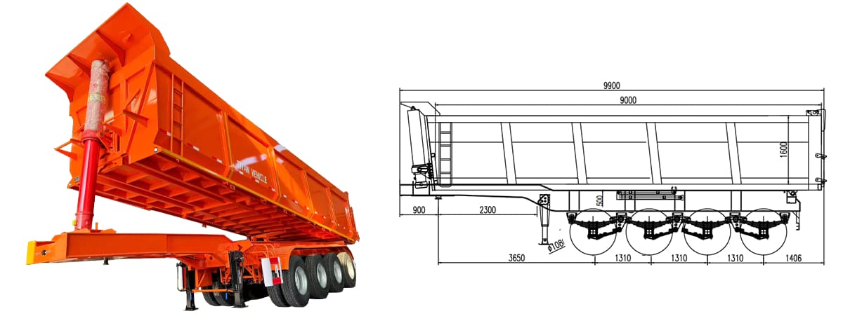 4 Axle U Shaped Dump Trailer FOB Price: FOB 18000 USD