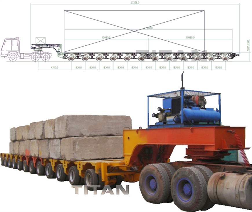 Hydraulic Modular Trailer  dimensions & drawings