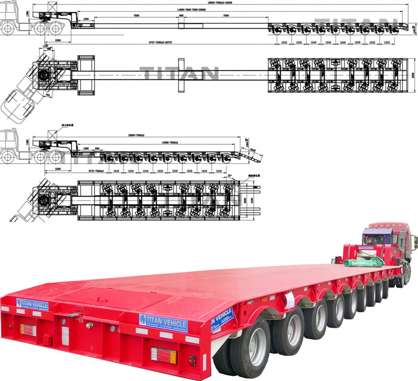 Extendable lowbed Trailer dimensions & drawings