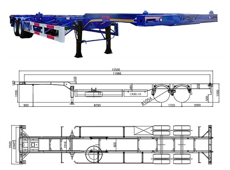 Container Chassis Trailer dimensions & drawings