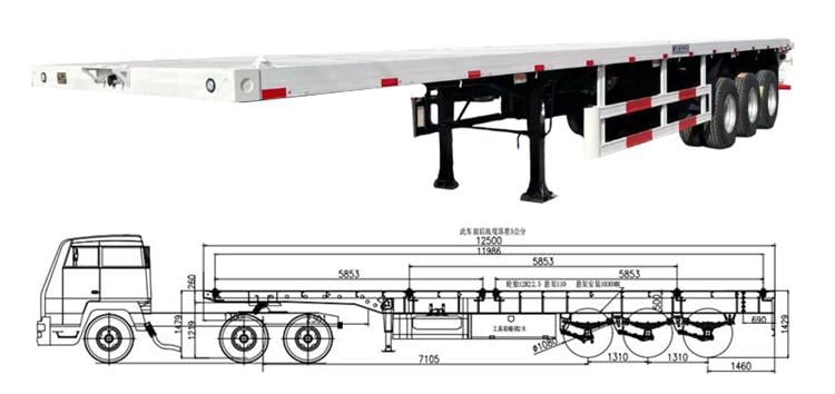 40ft flatbed semi trailer dimensions and drawings