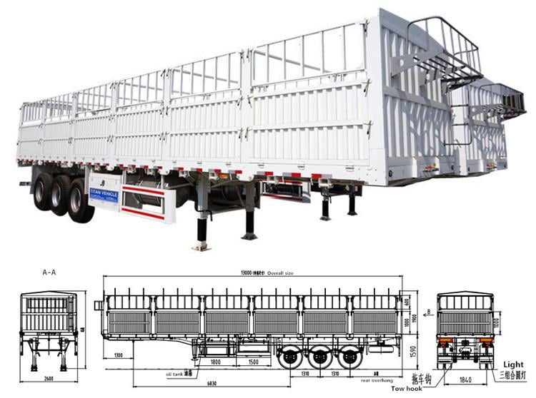 3 axle fence truck trailer  dimensions and drawings