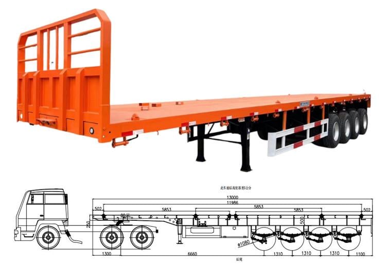 4 axle flatbed trailer dimensions and drawings